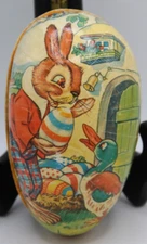 Vintage Easter W German Paper Mache Easter Egg Candy Container Bunny Chick