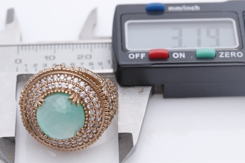 Turkish Jewelry Round Aquamarine Topaz 925 Sterling Silver Ring Size Option - Picture 10 of 10