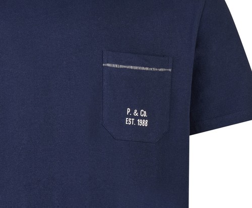 Camiseta de dormir para hombre PHIL&Co Mix & Match manga corta 100 % algodón camiseta azul marino talla XXL - Imagen 3 de 3