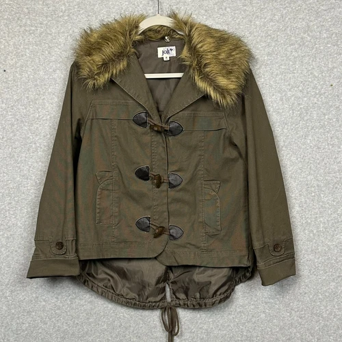 Jolt Military Fishtail Parka Jacket M Green Vegan Fur Toggle Buttons Gorpcore