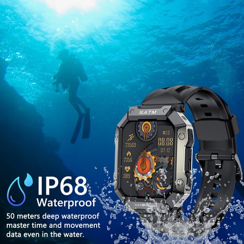 Military Smart Watch Rugged Tactical Fitness Tracker for Men(Answer/Make Calls) - Zdjęcie 6 z 18