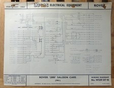 Original LUCAS Rover 2000 Wiring Diagram 1963  w54934745