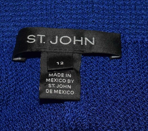 St John blau weiß Strick Tier Zebramuster 2-teilig Jacke Hosenanzug Größe L / 12 - Bild 11 von 11