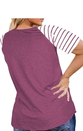 DOLNINE Women's Plus Size Tops Striped Raglan Tee Shirts Casual Tunics Blouses - Picture 8 of 8