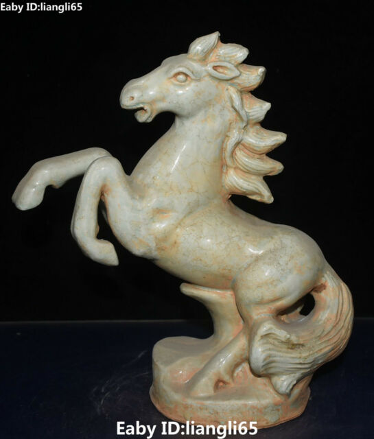11" Unique Old Porcelain Fengshui Folk Zodiac Running Horse Horses Animal Statue 11" Unique Old Porcelain Fengshui Folk Zodiac Running Horse Horses Animal Statue
