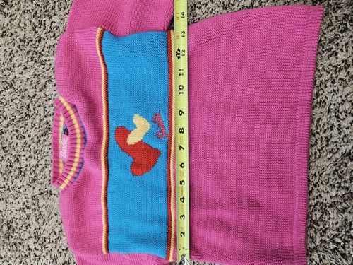 Vintage Barbie Knit Heart Sweater Youth 7/8 M Cropped Long Sleeve Pullover Y2K - Picture 6 of 9