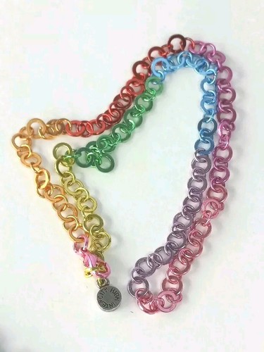 Necklace Chain Lot Of 2 High IntenCity Colorful Metallic Multistrand Adjustable - Picture 5 of 7