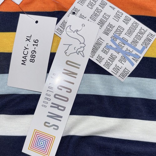 NWT LULAROE MACY Colorful Stripes V Neck Stretch Long Maxi Summer Dress Sz XL - Picture 7 of 13