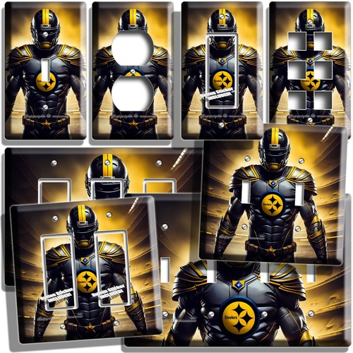 PITTSBURGH STEELERS SQUADRA DI CALCIO SUPEREROE INTERRUTTORE LUCE PRESA PIASTRA DA PARETE DECORAZIONE - Foto 1 di 34