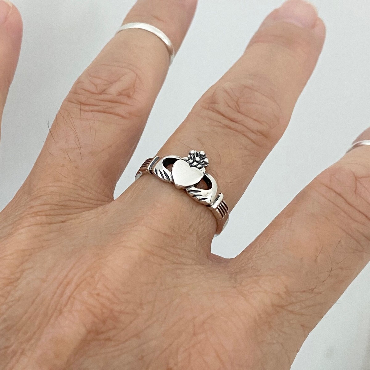 Sterling Silver Irish Claddagh Heart Ring Loyalty Ring Claddagh