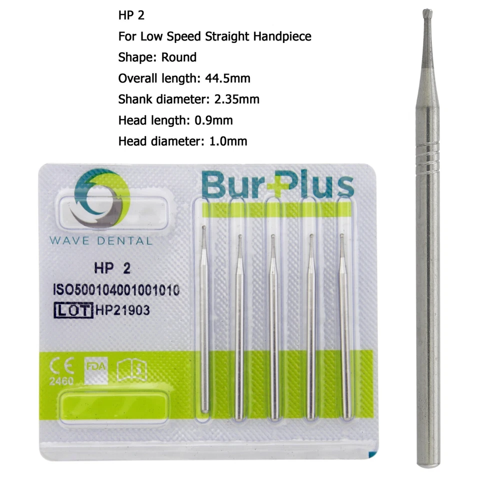 Wave Dental Round Carbide Burs Surgical Straight Handpiece Burs Low Speed HP 8 4 - Image 2 of 4