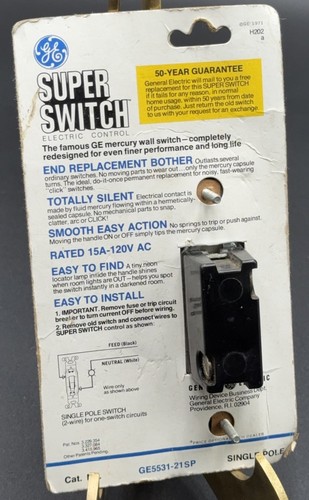 Vintage GE General Electric Silent Light Switch GE5531-21SP Ivory Glows NOS NEU - Bild 3 von 5