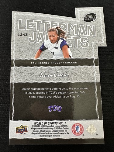 Chaquetas Letterman 2025 Upper Deck World of Sports Seven Castain #LJ-SE Gold/99 - Imagen 2 de 2