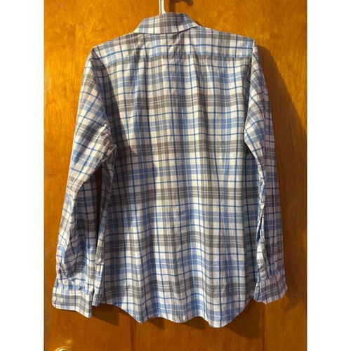 Camicia elegante uomo Express manica lunga a quadri grigio blu bianco grande extra slim - Foto 2 di 5