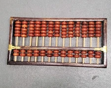 Vintage Chinese Abacus Diamond Rosewood Brass Ancient Calculator 13 Rods 91 Bead