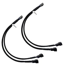 2-Pack 2 Way 4 Pin PWM Fan Splitter Cable 10.2 Inches Black Sleeved PC 1 to 2
