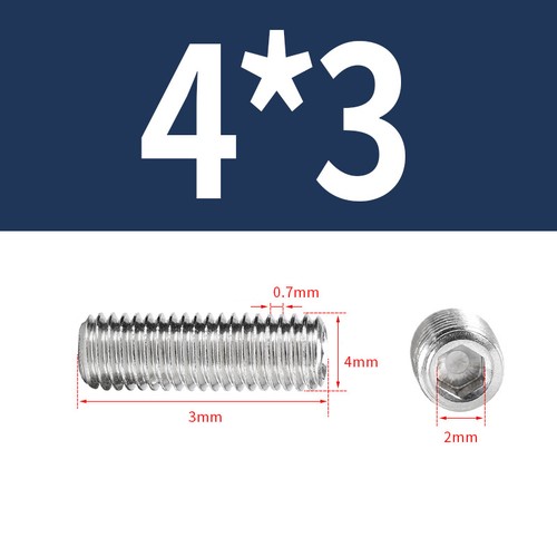 M2 M2.5 M3 M4 A2 304 STAINLESS STEEL FLAT POINT GRUB SCREWS DIN 913 / ISO 4026 - Picture 36 of 49