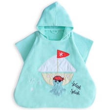 Milk Moo Sailor Octopus Kids Poncho, 100 Cotton, Hooded Beach Towels for Kids,