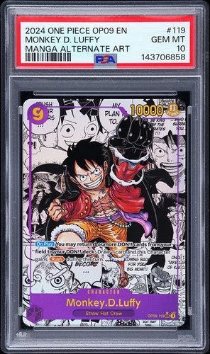 One Piece 2024 Monkey. D. Luffy OP09-119 Alt Art Manga PSA 10 English