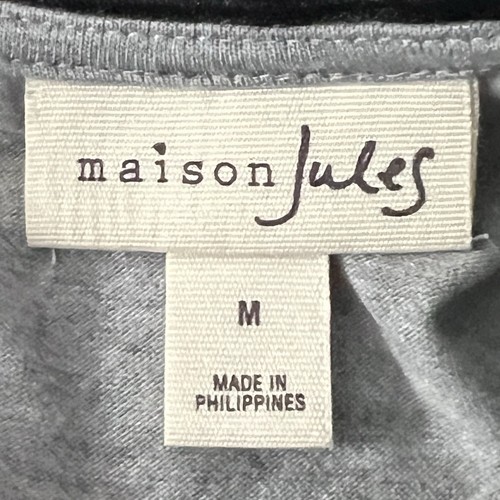 Camiseta Top Maison Jules Cuello Encaje Manga Corta Talla M Gris Negro Coqueta Nueva con Etiquetas - Imagen 5 de 12