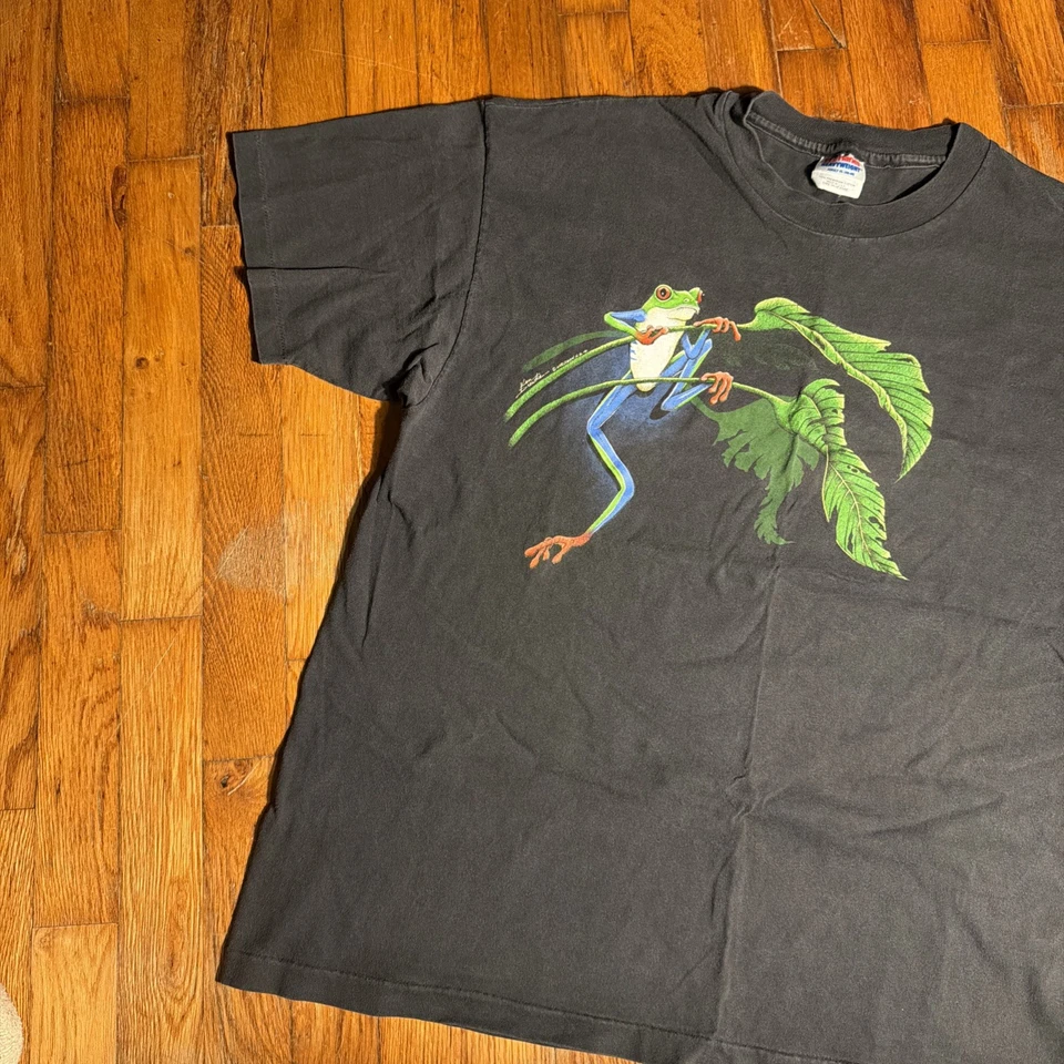 Camisa De Colección 1991 Arlequín Rana Árbol Negra Talla XL Hecha en EE. UU. Puntada Única Foto 2 de 4