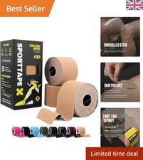 Kinesiology Tape 5cm x 5m - 3 Rolls, Waterproof & Hypoallergenic Muscle Support 2.40 per metre