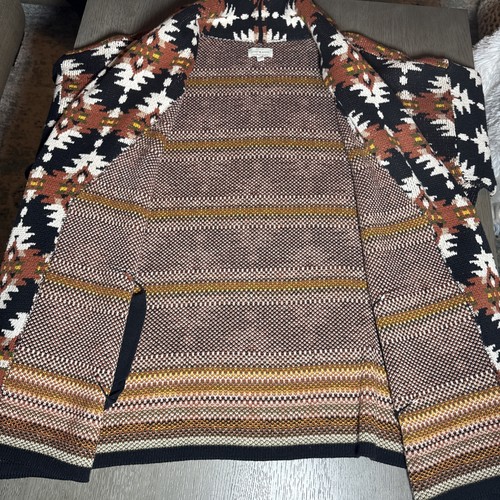 Lucky Brand Open Front Cardigan Sweater Size 2X Southwestern Print Aztec Boho - Picture 11 of 17
