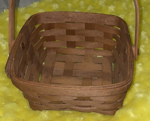 Small Square Longaberger Basket Handwoven Picnic Vintage Farmhouse Country Decor - Bild 9 von 9