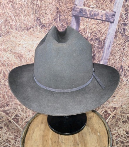 Sombrero vaquero occidental para hombre Resistol 4X gris castor vintage 7 3/4 hecho en EE. UU. Alcalá's - Imagen 2 de 14