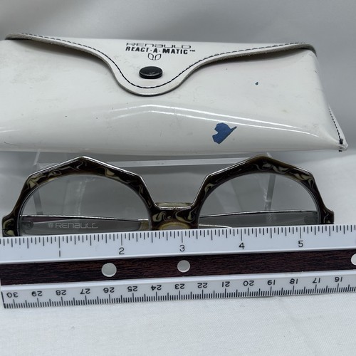 Gafas Renauld de colección aspecto dorado/tortuga React-A-Matic marcos octágonos RARAS EE. UU. - Imagen 14 de 15