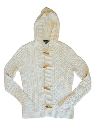 Lauren Ralph Lauren Toggle Button Cable Knit Cardigan Sweater Vintage Hong Kong