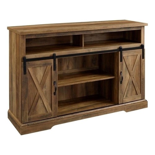 Bowery Hill Wood Sliding Highboy TV Stand for TVs up to 58" in Dark Rustic Oak - Picture 2 of 9