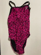 New Swimsuit TYR Womens Black Pink Lycra Suit One Piece Size 26 Ladies