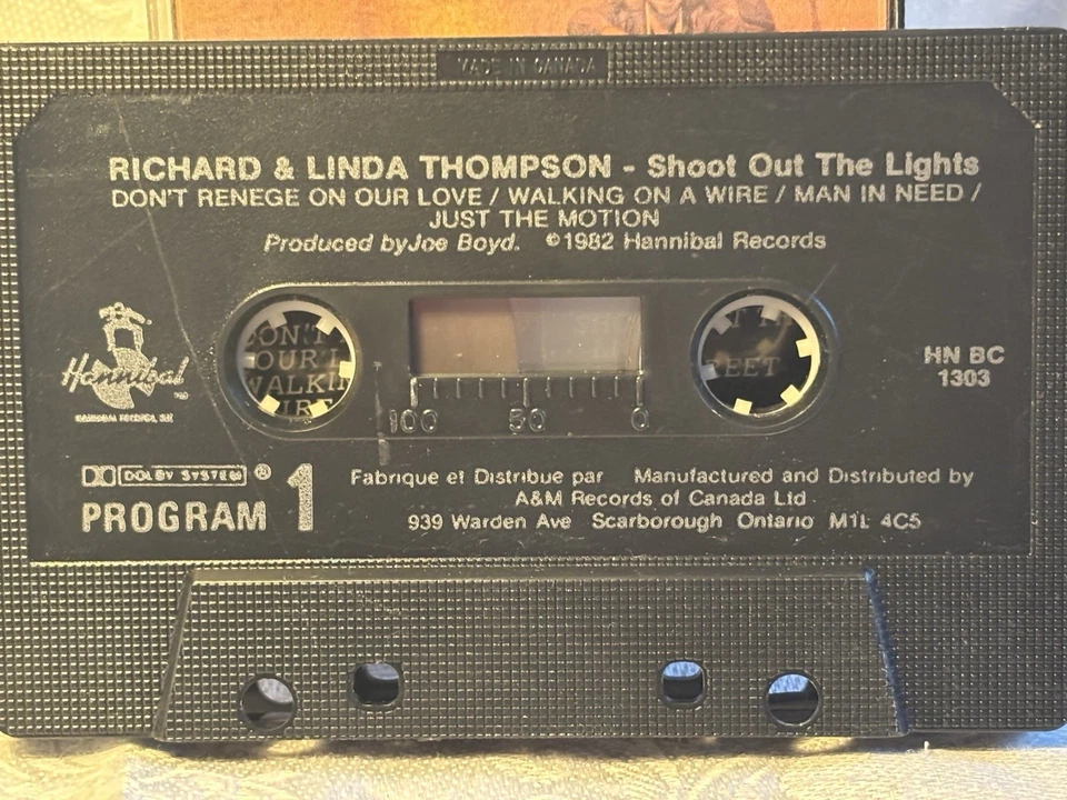 Richard & Linda Thompson *Shoot Out The Lights *cassette tape *VG+/VG+ *1982 Foto 3 de 4