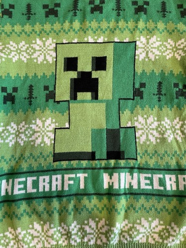 Minecraft Sweater 8-10 Medium Boys Winter Gaming Green Lightweight - Picture 2 of 3