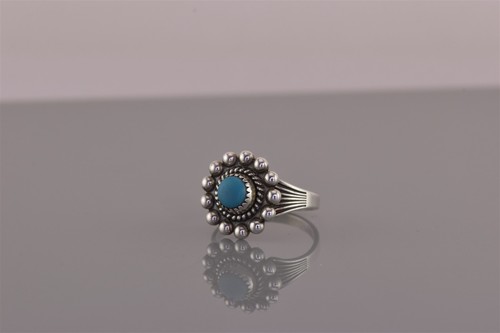 Anillo Jane Popovitch Navajo Plata Esterlina Turquesa Botón Cuentas 925 Talla: 2 - Imagen 6 de 8