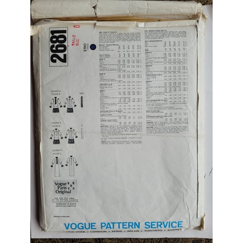 Vogue Paris Original 2681 80er Schnittmuster Ungaro Victorian-Style Kleid Gr. 6 - Bild 4 von 6