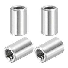 4 Pcs M8x1mm Pitch 20mm / 0.79" 304 Stainless Steel Round Coupling Nuts