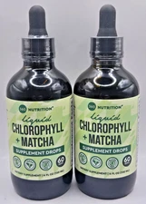 360 Nutrition Liquid Chlorophyll + Matcha Supplement Drops 4 oz 2 Pack Exp. 8/27