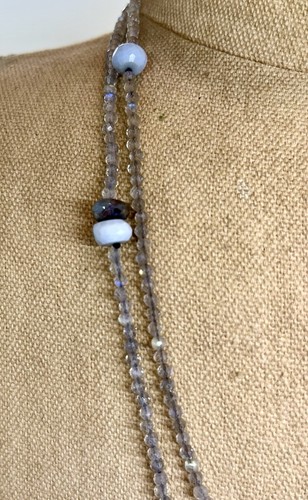 Lisa Hoffman Necklace Silver Pendant Fragrance Necklace Labradorite Pearl 95cm - Picture 4 of 11