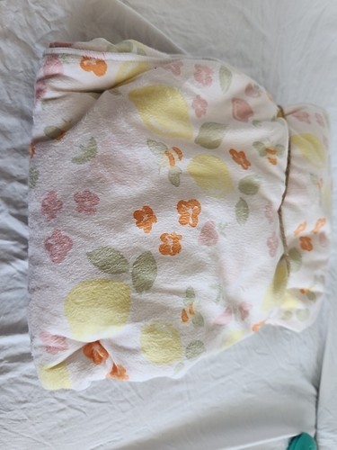 Chick Pea Baby Lemon Strawberry Fruit Flowers White Blanket Plush Sherpa Back - Picture 7 of 7