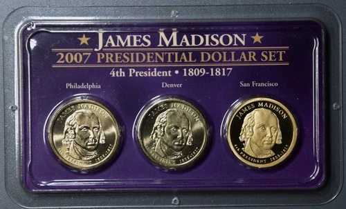 Photo of a 2007-P Presidential Dollar James Madison from an eBay listing that sold on Jul 20, 2026