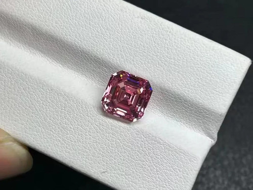 7mm Asscher Cut Pink Lab Grown Diamond 1.80 Ct Loose Gemstone for Making Ring - Picture 2 of 3