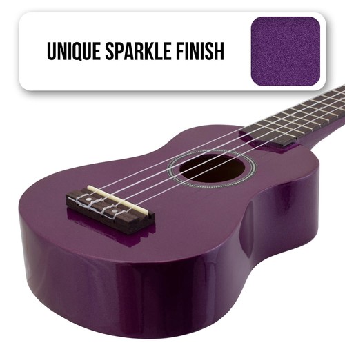 Ukelele soprano para principiantes en púrpura y kit de afinador con clip - Imagen 2 de 10