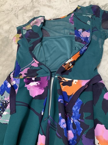 Taylor Kleid Damen 6 Waldgrün Babydoll Madi Dress Blumen Taschen Reißverschluss hinten - Bild 6 von 12
