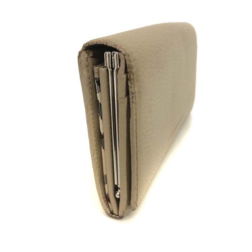 BURBERRY Leather Long Bifold Wallet Purse Beige/6BF2396 - Foto 2 di 8