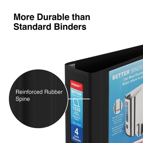 Staples 4" 3-Ring Better Binder Black 2/Pack ST55814-CCVS - Imagen 5 de 8
