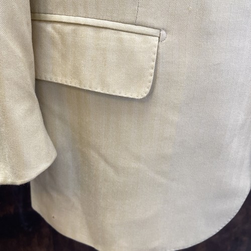Ravazzolo Hand Tailored Italy Loro Piana Herringbone Yellow Cashmere Jacket 44R - Picture 5 of 14