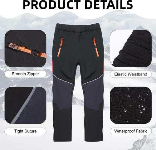 Pantaloni Softshell Da Bambino Pantaloni Invernali Da Sci Foderati Antivento Rag - Foto 3 di 12