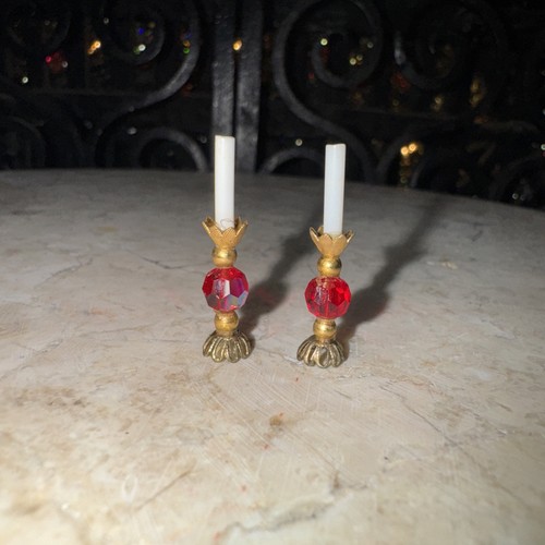 Vintage Dollhouse Miniature Pair Judy Berman Chrysnbon Candlesticks 1:12 - Picture 19 of 20